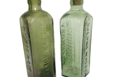 Vintage UDOLPHO WOLFE'S' aromatic schnapps bottle x2